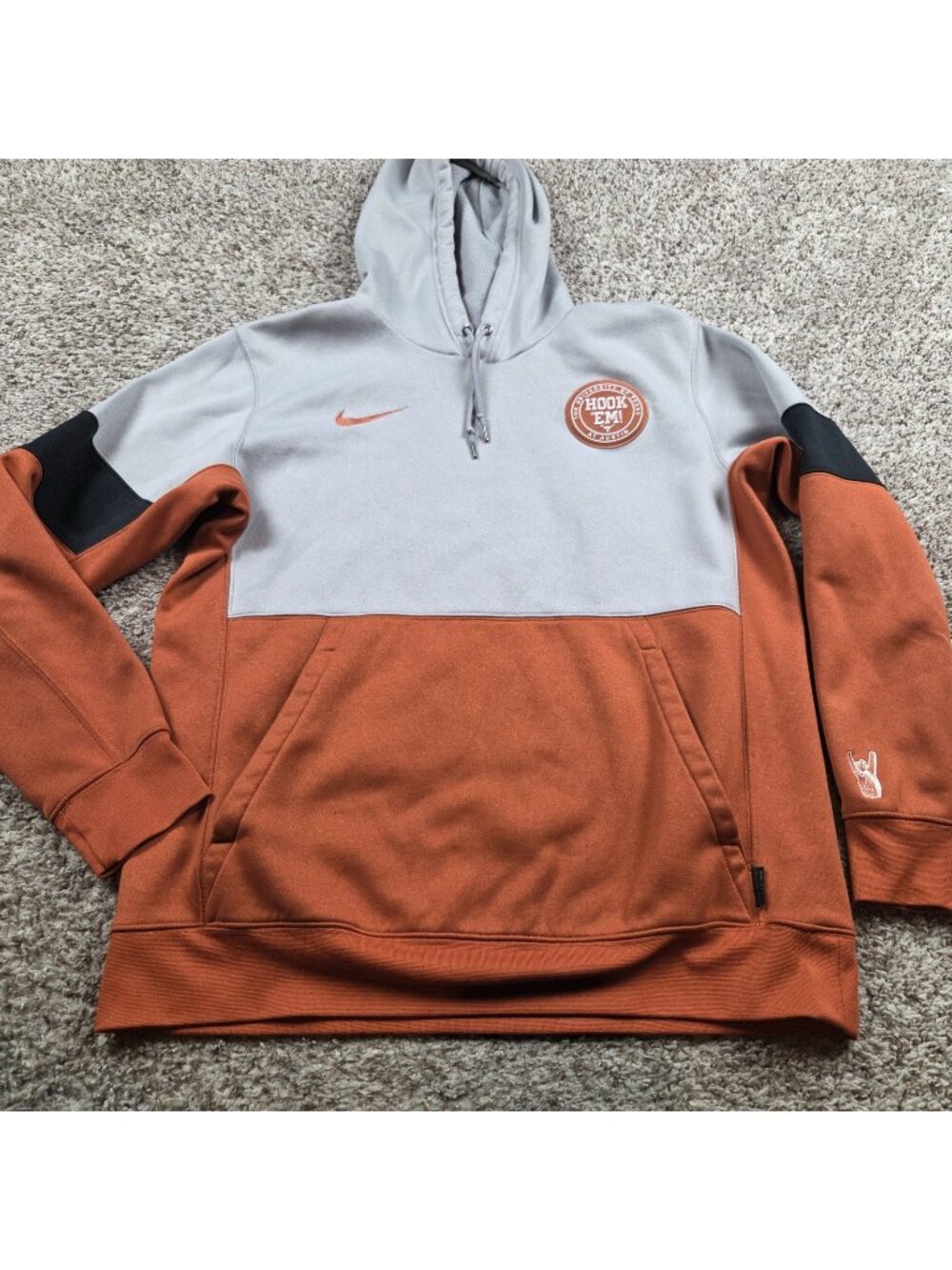Nike Texas Longhorns On Field Football Hoodie Mens Large Gray Pullover Orange